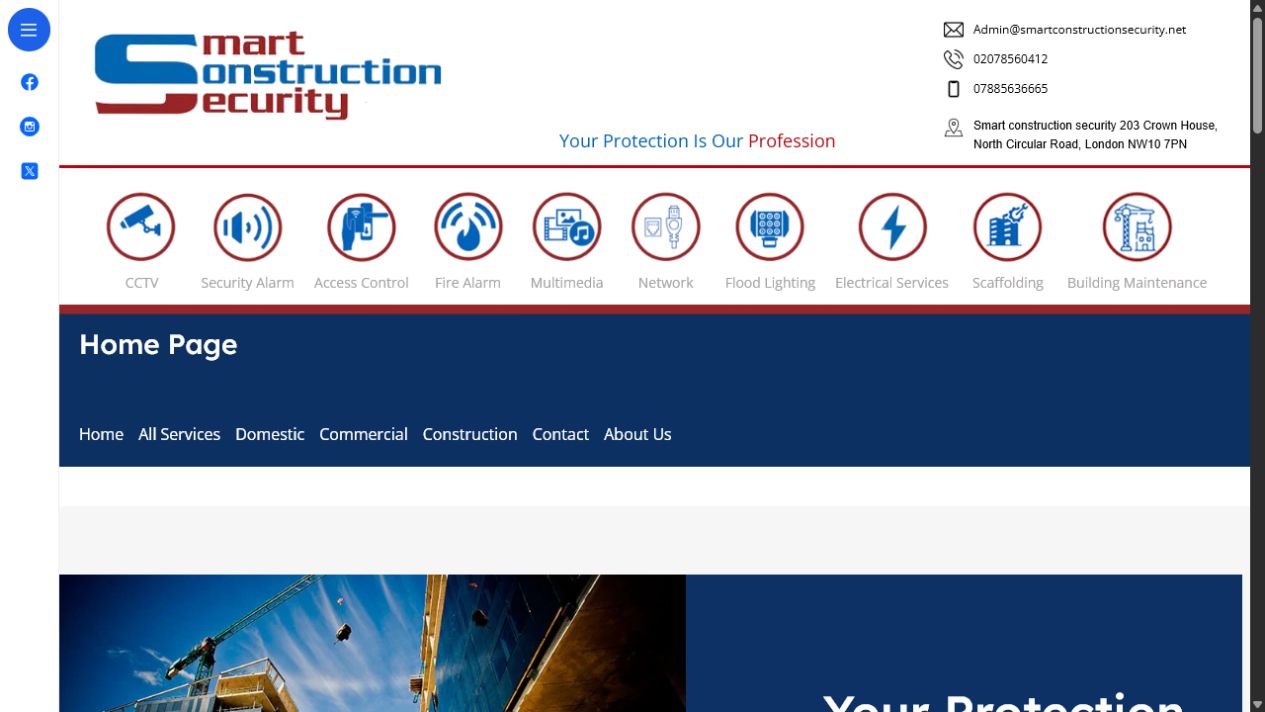 SmartSafe Construction desktop website preview